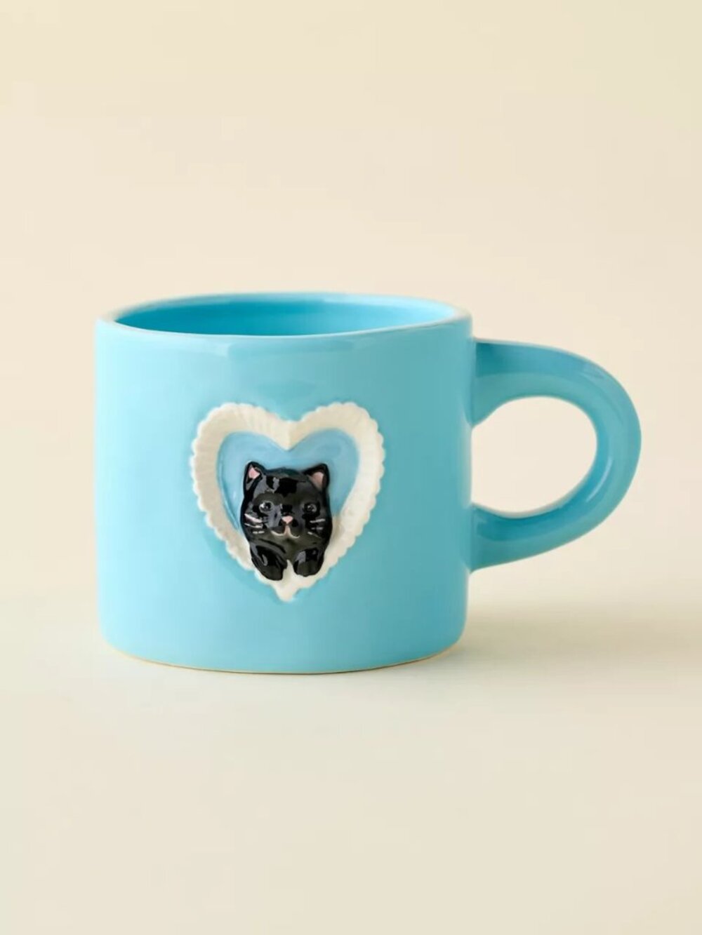UO Kitty Cat Ceramic Peekaboo Mug in Blue